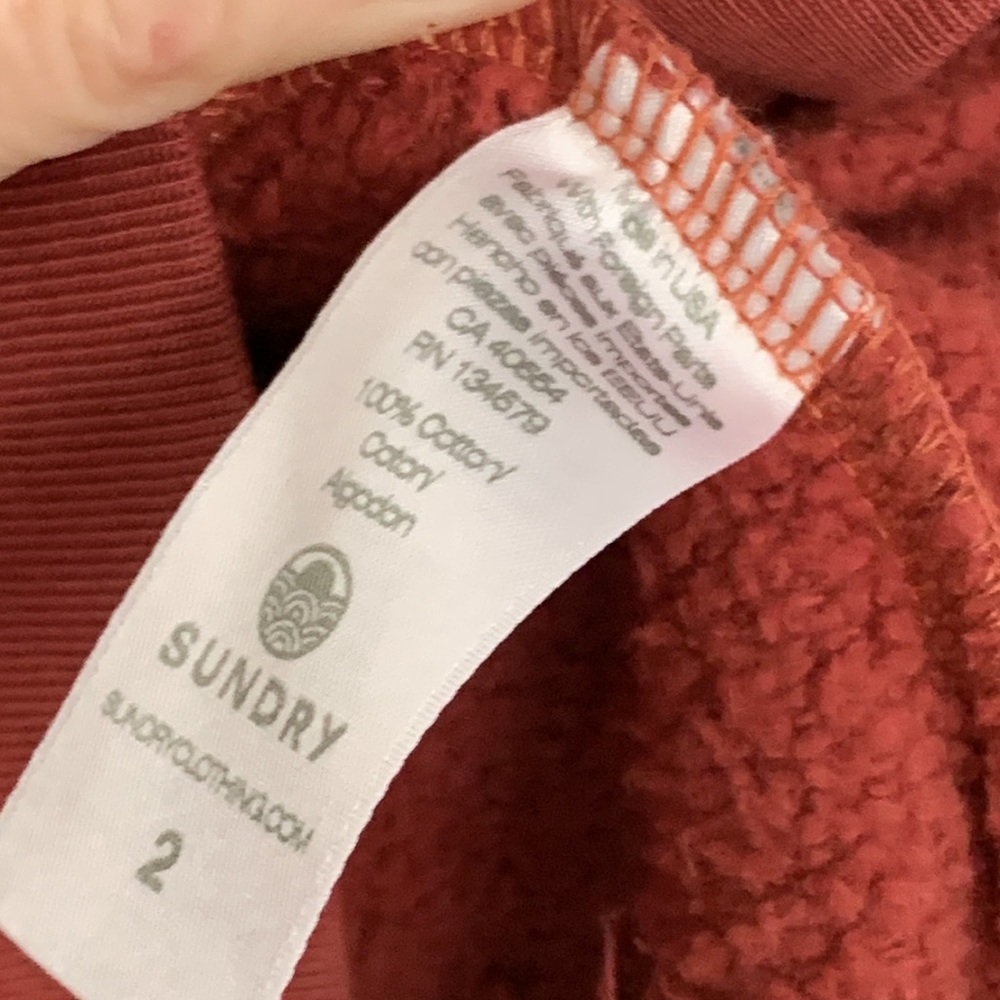 NEW! REVOLVE Sundry Brand Orange Crewneck Sweatshirt / Navy RUGBY STRIPES / RARE - Picture 5 of 8
